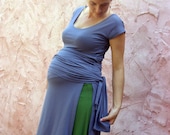 Blue maternity top/tunic -Plus size tunic- Womens wrap tunic- TIBETAN TUNIC-Grayish blue tunic-Short/midi/long sleeves-made to order