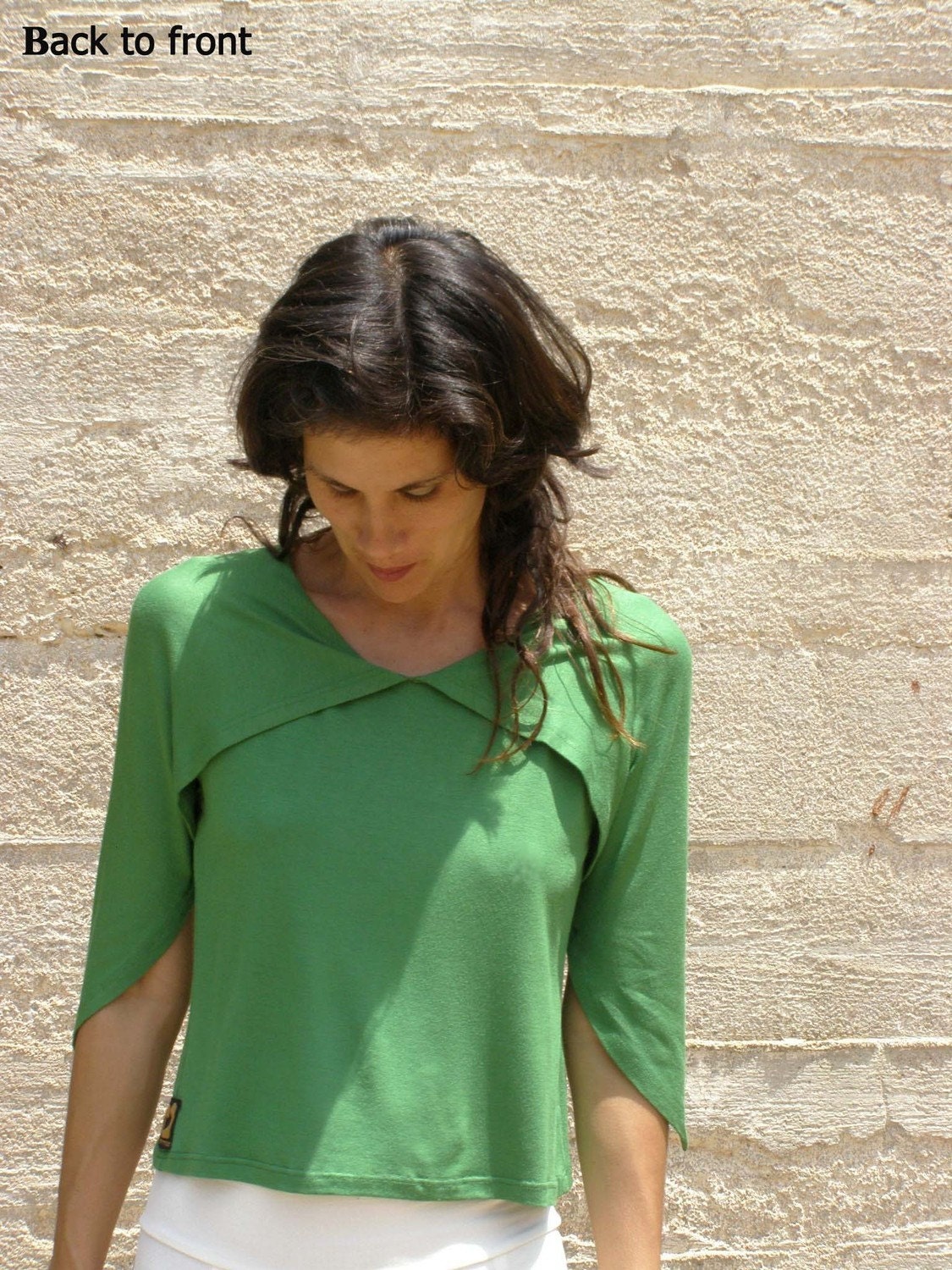 Convertible top or 3  ways to wear your summer top in spring green