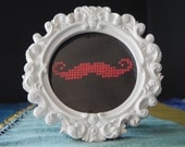 Handlebar Moustache in Round White Frame