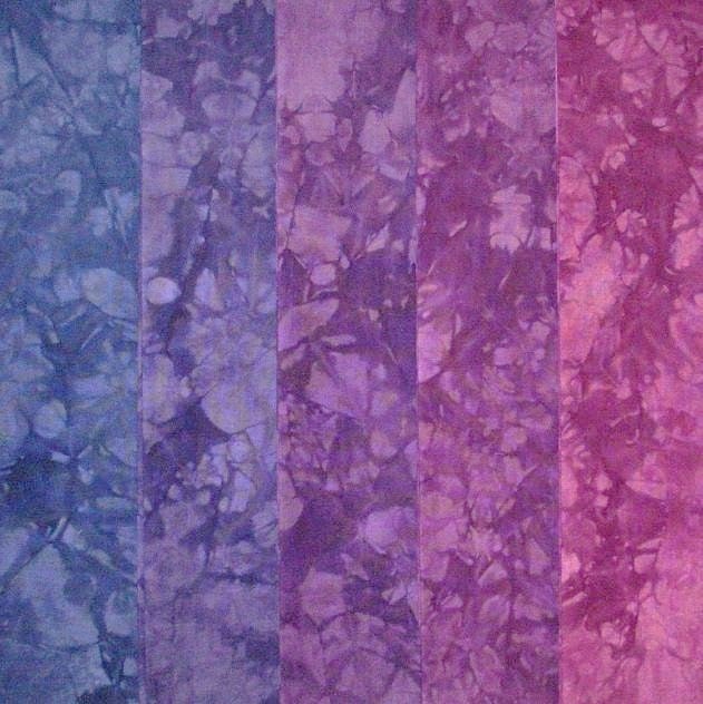 Hand Dyed Cotton Quilt Fabric, HEATHER medley, 5 Fat Quarters in Soft, Dusty Purples