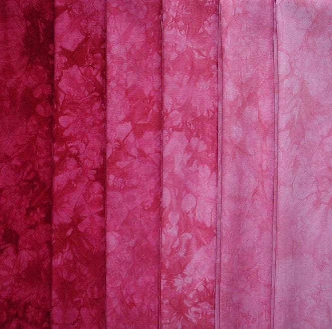 Hand Dyed Cotton Quilt Fabric, CRANBERRY gradation, 6 Fat Quarters in Deep Wine Red