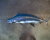 Blue Marlin Metal Fish Wall sculpture  Beach Coastal Tropical Art