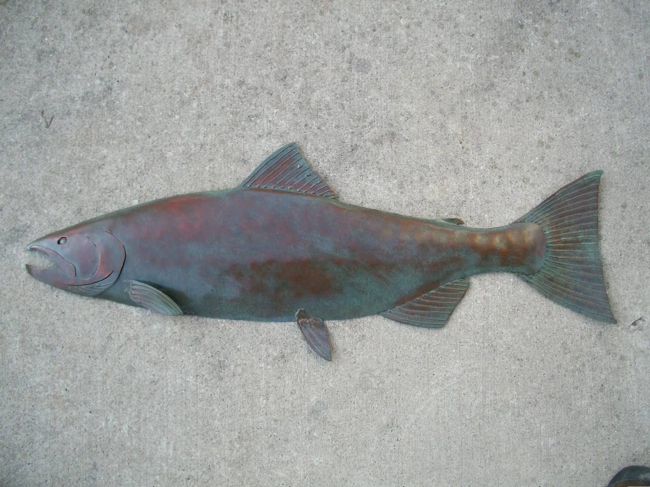 Coho Salmon Metal Fish Wall Art Sculpture Lodge Cottage Cabin Lake