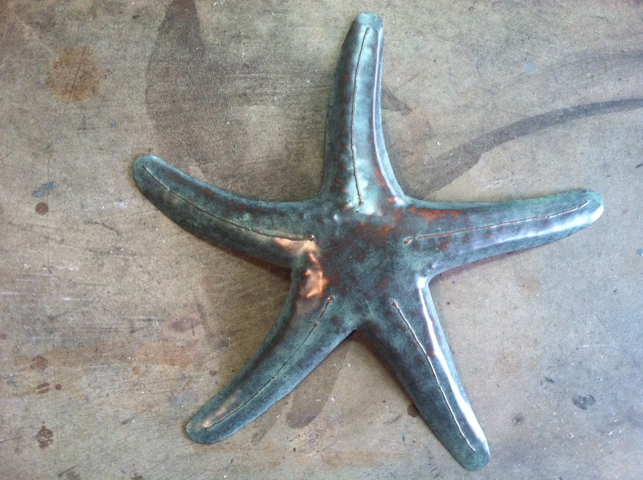 Starfish Metal Handmade Sculpture Beach Coastal Tropical Decor Wall Art