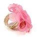 Large Cocktail Ring Pink Flower Stretchy Band Womens