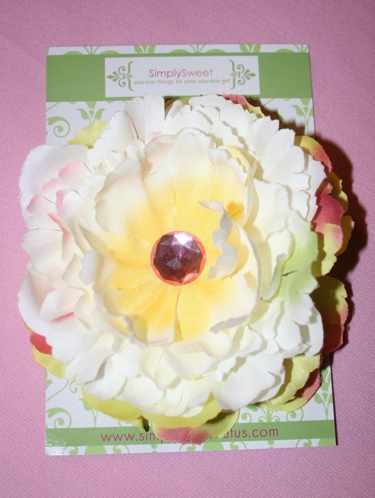Ready to Ship - Olivia - Elegant White Peony Flower Hair Clip - Beautiful Hair Jewelry for Summer, Weddings, or Special Occasions