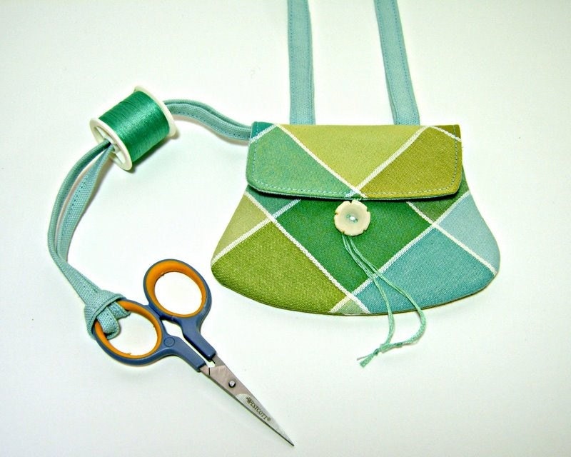 Chatelaine: Aqua and Green Plaid Sewing Aid