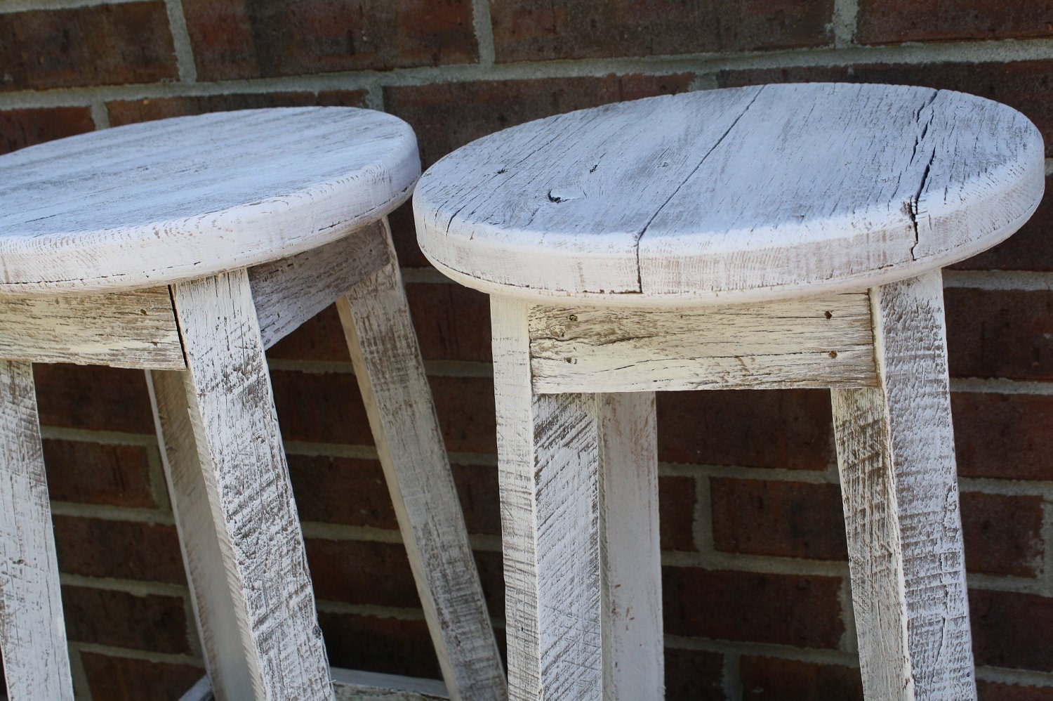 YOUR Custom Reclaimed Painted Rustic and Recycled Oak Barn Wood Bar Stools 29 - 32" tall