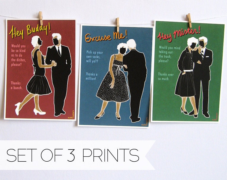 Humorous Wall Art Prints - Gentle Reminders - Set of 3