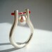Silk Thread Ring - with sterling silver and freshwater pearl