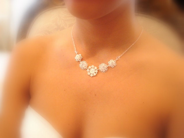 Bridal necklace, Swarovski crystal necklace, sterling silver necklace, wedding necklace, bridesmaid gift