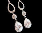 Cubic zirconia earrings, bridal earrings with white gold components, bridesmaid earrings, wedding jewelry
