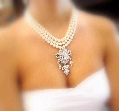 Bridal statement necklace, wedding necklace, wedding jewelry, bridal necklace, pearl necklace, pendant necklace