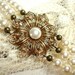 Vintage bridal bracelet, wedding pearl bracelet with Swarovski pearls and golden shadow crystals, antique bracelet, wedding jewelry