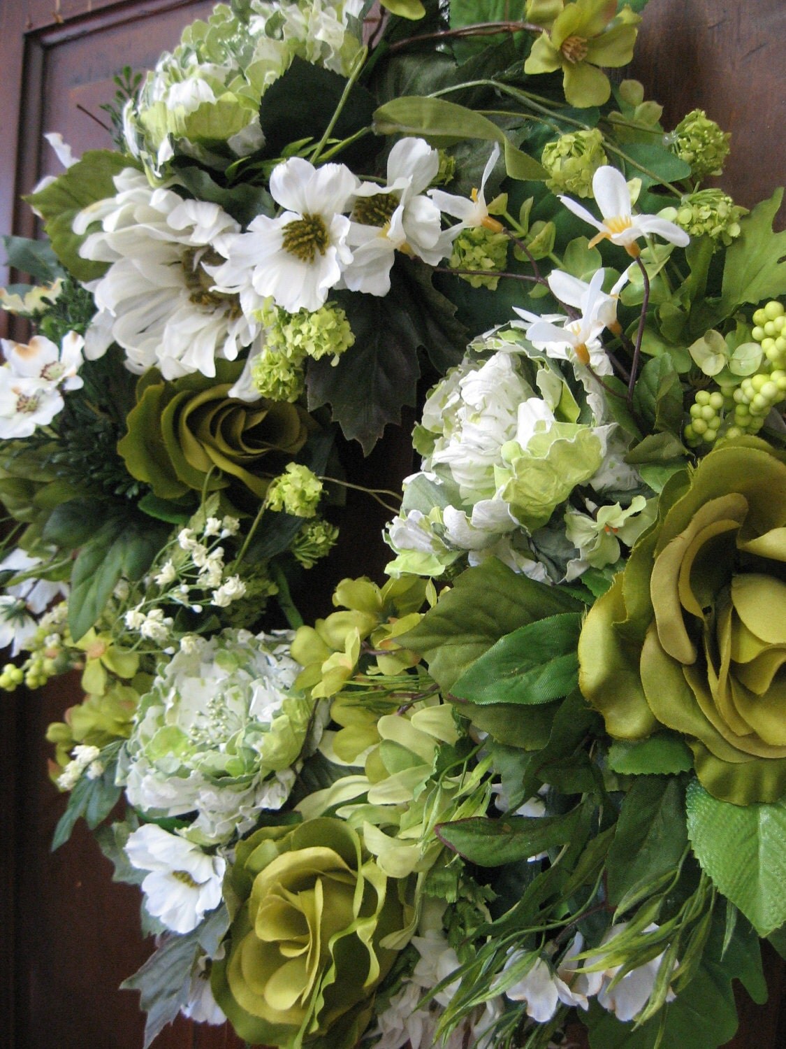 REDUCED- LUXE paper flower Spring wreath in celadon green and green shades- contemporary