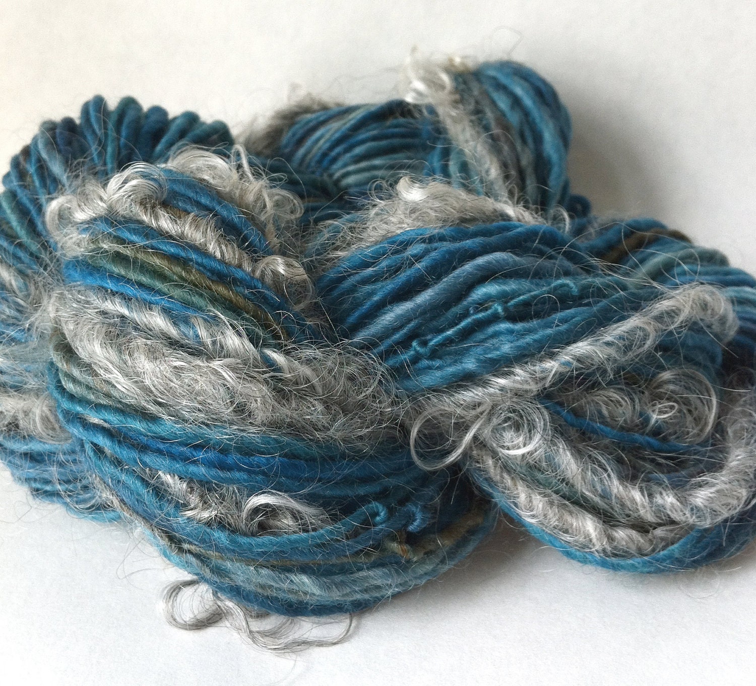 Buckets of Rain - handspun yarn, natural novelty yarn