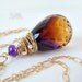 Ametrine Gold Necklace Purple Yellow Wire Wrapped Amethyst Citrine Pendant Bold Colorful Fashion Kande
