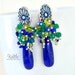 Blue Green Chandelier Earrings Lapis Peridot Emerald Green Onyx Wire Wrapped Metalwork Silver Peacock Fashion Kande