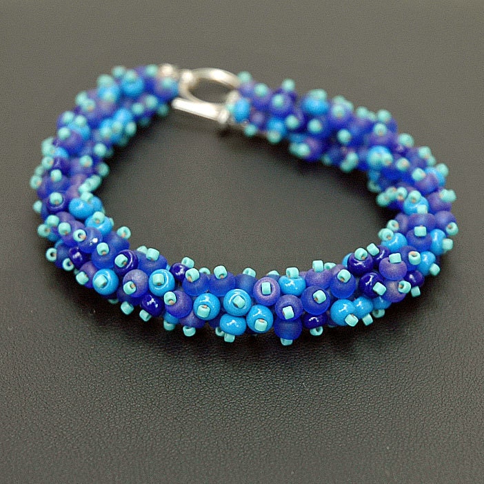 Ocean Blue Confetti Fringe Bracelet