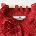 sheer maroon polka dot ruffled secretary blouse small 4 / 6