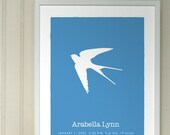 Soaring Swallow Bird - Mod Baby Birth Name Print