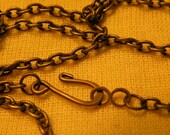 Antiqued Brass Chain Blank 26" Vintage Style Hook Clasp