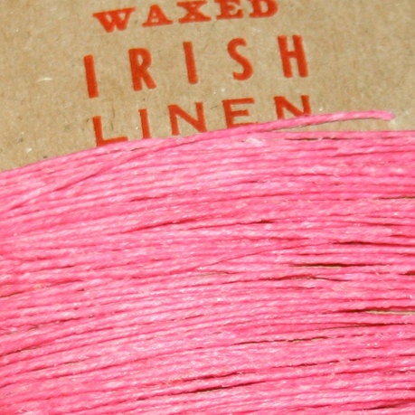 25 yards of PINK waxed Irish linen thread