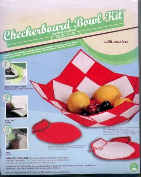 Checkerboard Bowl Kit with Coasters InnerFuse Fusible On Both Sides Iron CutOut Sew