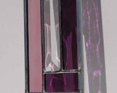 Oblong Purple and Pink Modern Stained Glass Suncatcher, no. 2