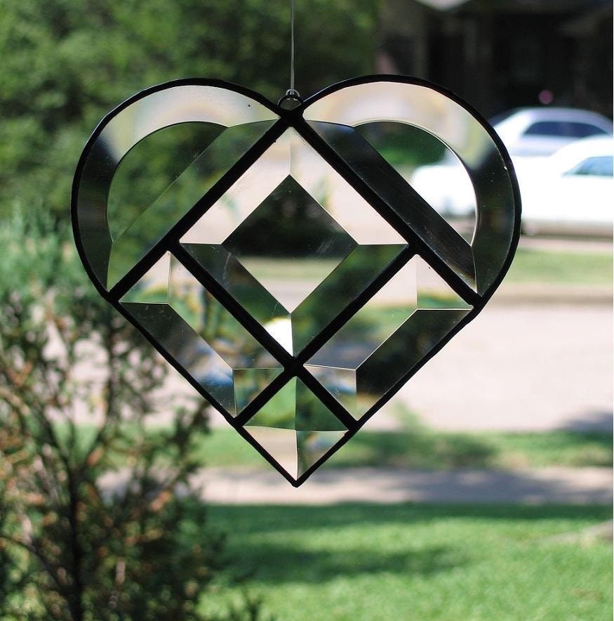 Beveled glass heart suncatcher