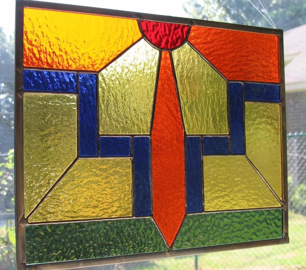Art Deco Stained Glass Panel - King Of Queens
