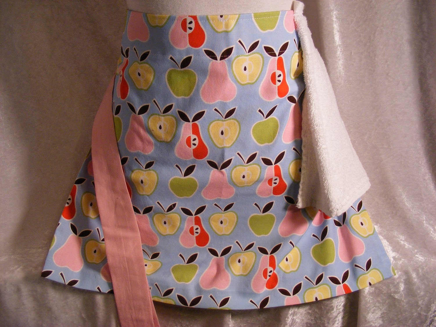 Apples N' Pears - a half apron for women with hand towel-CLEARANCE ITEM