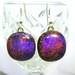 Blue,Copper Dichroic Earrings, Fused Dichroic Glass, Sterling Silver.