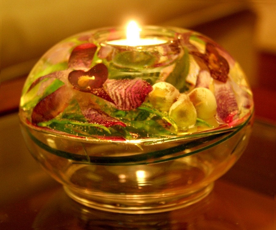 Mothers Day SALE- Purple Striped Orchid Candle Holder