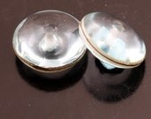 Handmade Lampwork Glass Beads Pale Aqua Blue Discs with Silvered Ivory Lampwork Pair Heather Behrendt (1131) BHV SRA LETeam