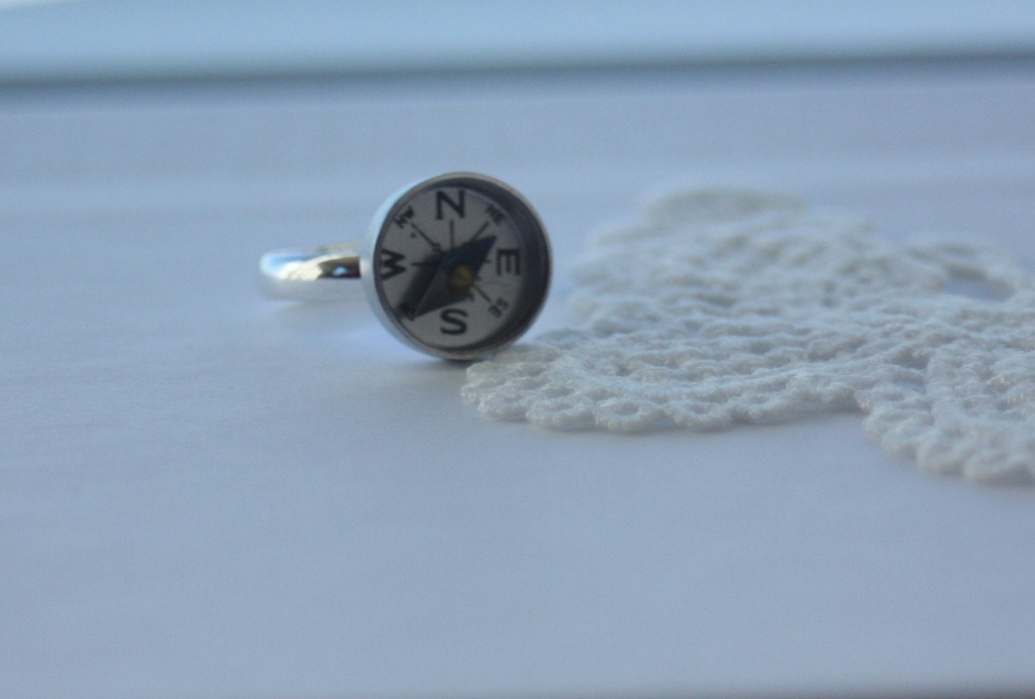 Never Lost ... We will find our way - Vintage Compass Silver Ring