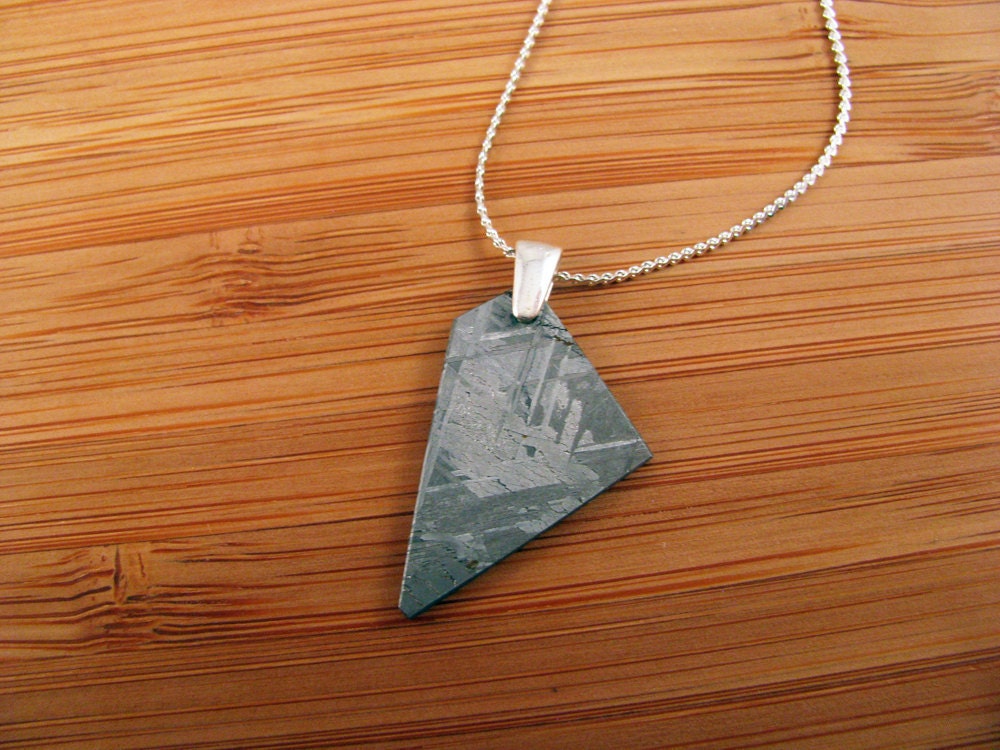 Muonionalusta Iron Meteorite Argentium Silver Pendant