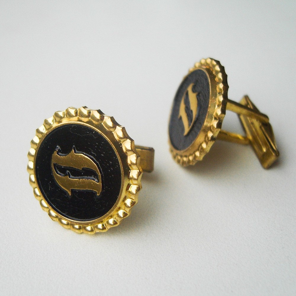 Vintage Cufflinks Golden Black