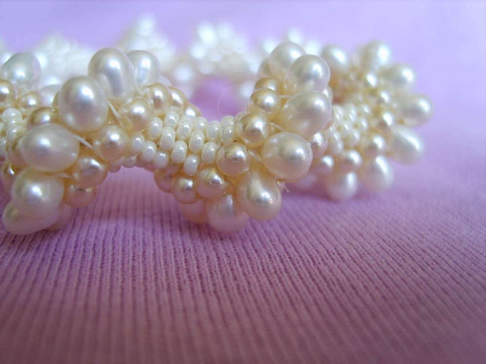 Beadwoven  Bracelet with Freshwater Pearls