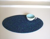 Place mats. 70s Popcorn Plastic Vintage Place Mats. Peacock Blue. Set of 4