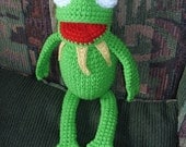 Hand Crocheted Kermit the Frog Toy