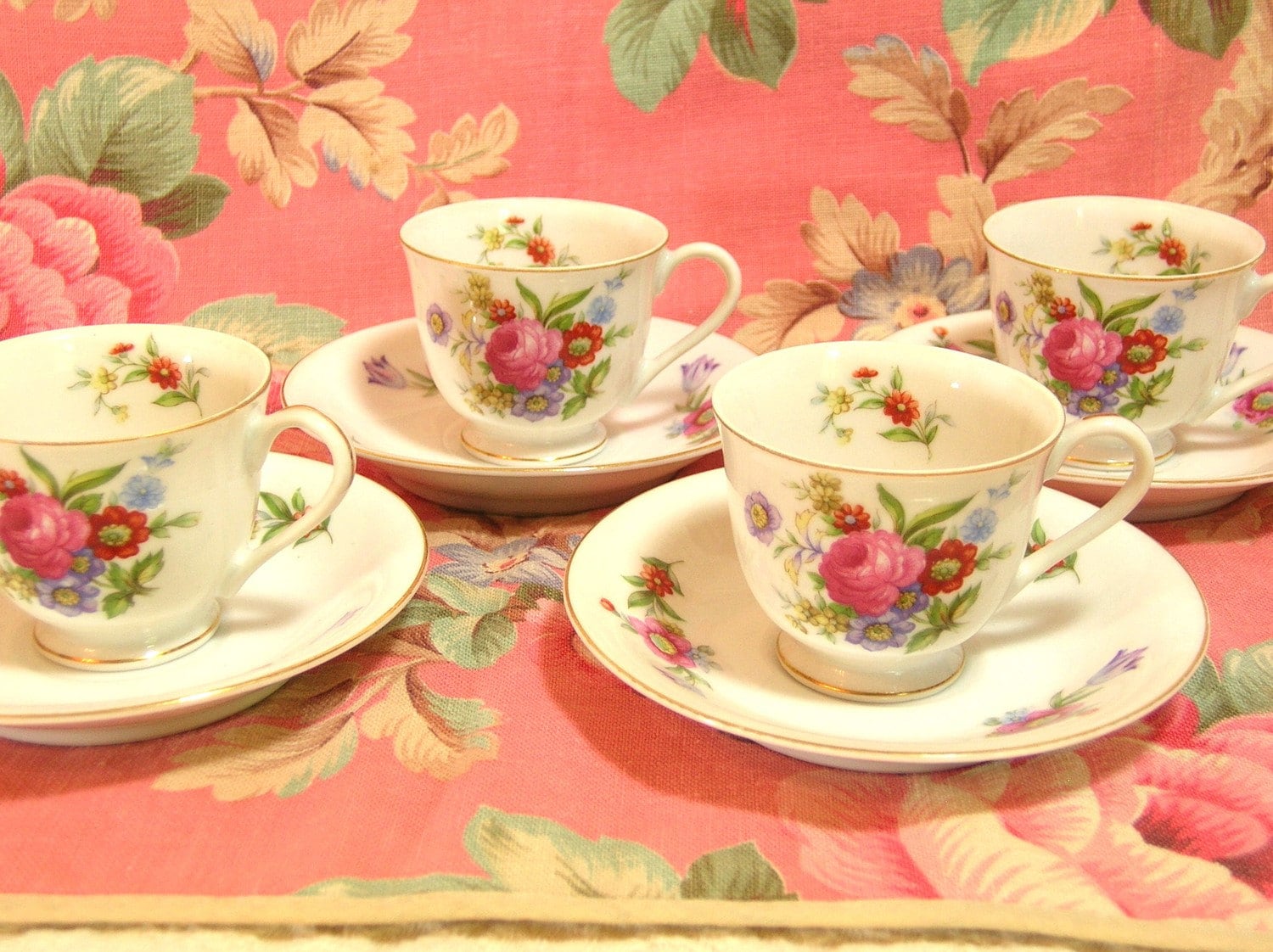 Set of Cherry China Occupied Japan Teacups And by BountifulGoods