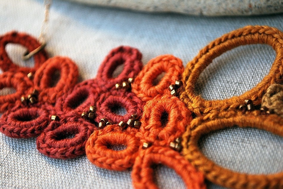 Saffron Leaves Crochet Necklace
