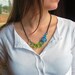 Turquoise and Green Crochet Square Links Necklace - So Unique