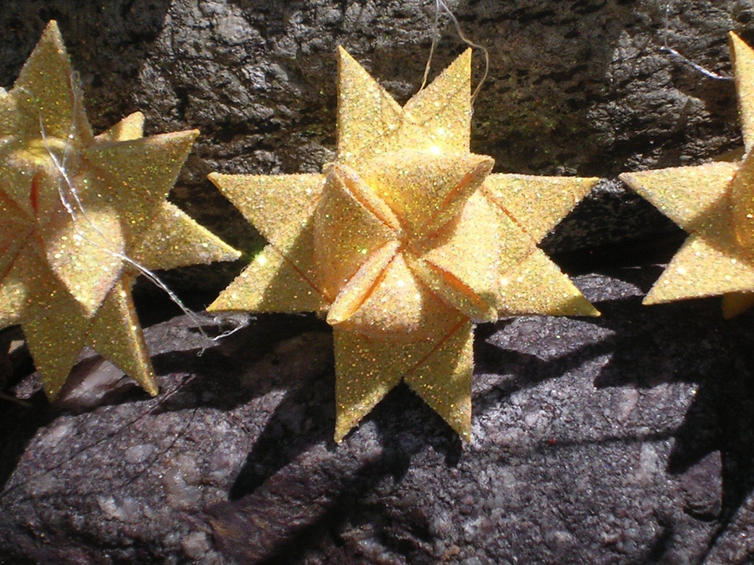 Yellow Moravian Paper Stars, Glitterized