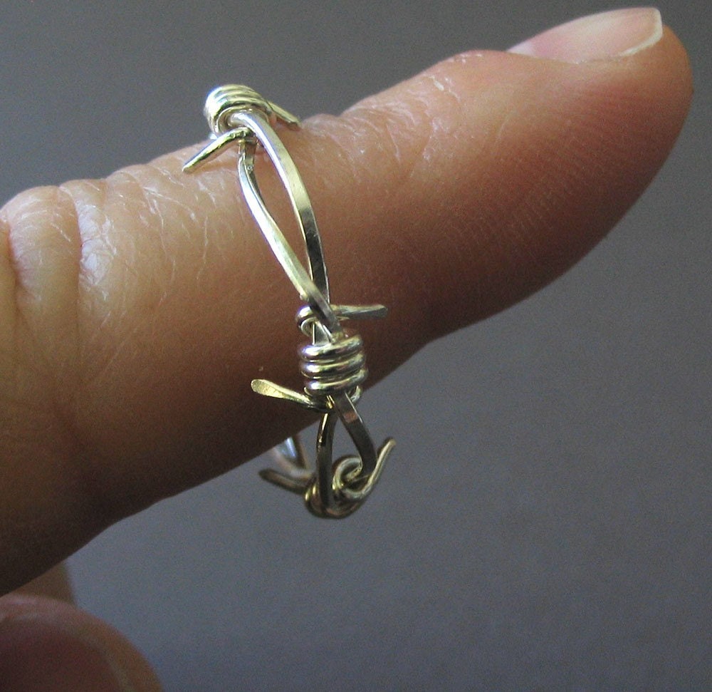 The Quiet One--Single Barbed Wire Earring in Hand Forged Sterling Silver