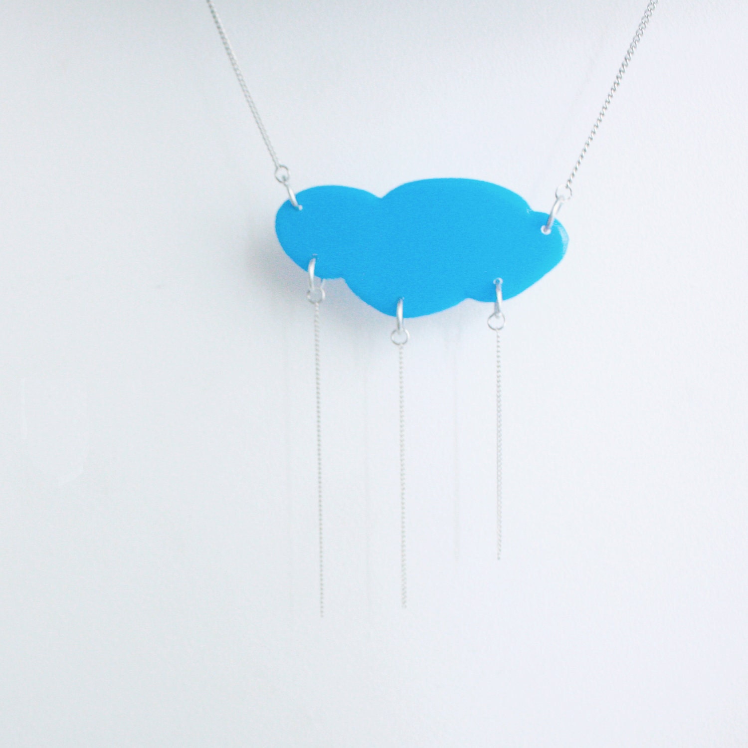 Blue Sky cloud statement neclace - Acrylic and silver plated metal - HelenaRibeiro