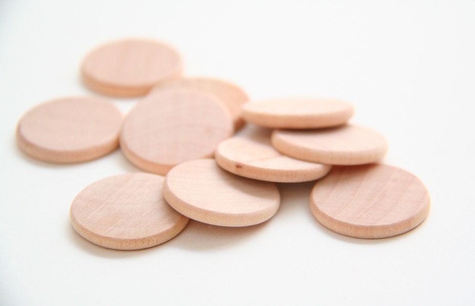 10 Large Wooden Coins - Disc, Circle, Cut Out - Wooden Matching Game