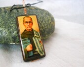 St. Maximilian Kolbe Wire Wrapped Bamboo Tile Necklace