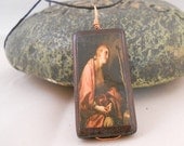 Mary Magdalene Wire Wrapped Bamboo Tile Necklace